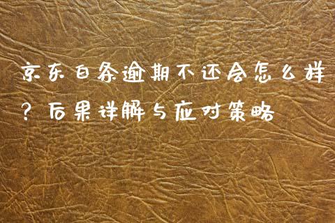 京东白条逾期不还会怎么样？后果详解与应对策略_https://www.lansai.wang_股指期货_第1张