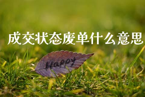 成交状态废单什么意思_https://www.lansai.wang_股指期货_第1张