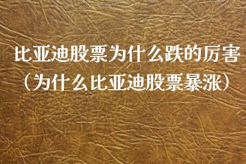 比亚迪股票为什么跌的厉害（为什么比亚迪股票暴涨）_https://www.lansai.wang_股票知识_第1张