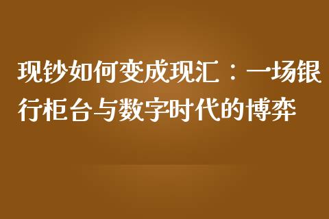 现钞如何变成现汇：一场银行柜台与数字时代的博弈_https://www.lansai.wang_理财百科_第1张