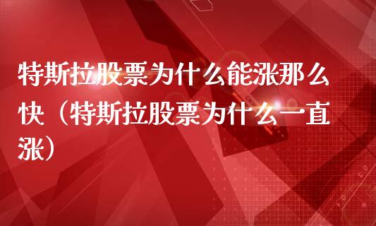 特斯拉股票为什么能涨那么快（特斯拉股票为什么一直涨）_https://www.lansai.wang_股票问答_第1张