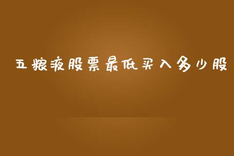 五粮液股票最低买入多少股_https://www.lansai.wang_股票问答_第1张