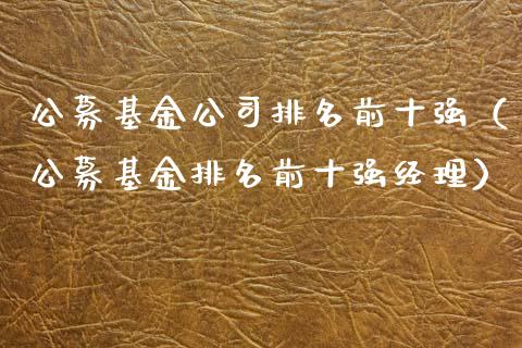公募基金公司排名前十强（公募基金排名前十强经理）_https://www.lansai.wang_基金理财_第1张