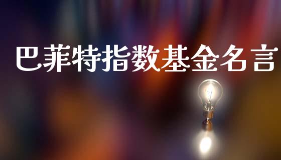 巴菲特指数基金名言_https://www.lansai.wang_基金理财_第1张
