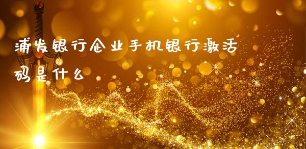 浦发银行企业手机银行激活码是什么_https://www.lansai.wang_期货品种_第1张