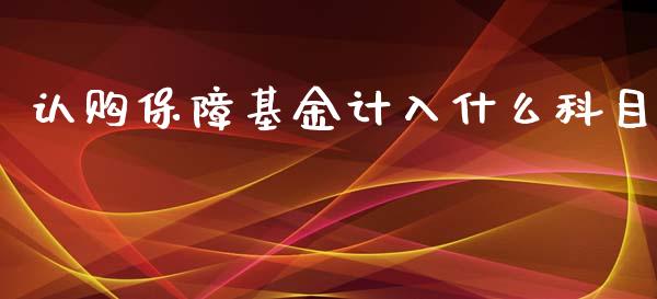 认购保障基金计入什么科目_https://www.lansai.wang_期货资讯_第1张