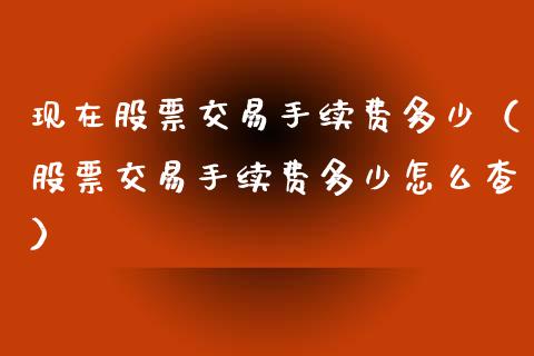 现在股票交易手续费多少（股票交易手续费多少怎么查）_https://www.lansai.wang_股票知识_第1张