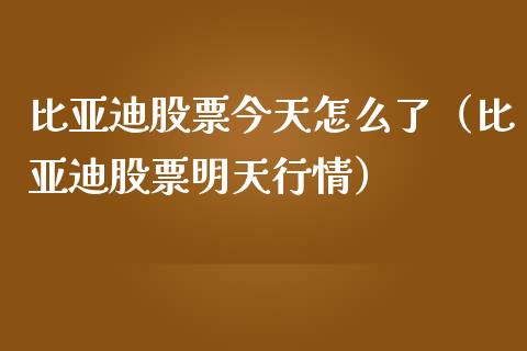 比亚迪股票今天怎么了（比亚迪股票明天行情）_https://www.lansai.wang_股票问答_第1张
