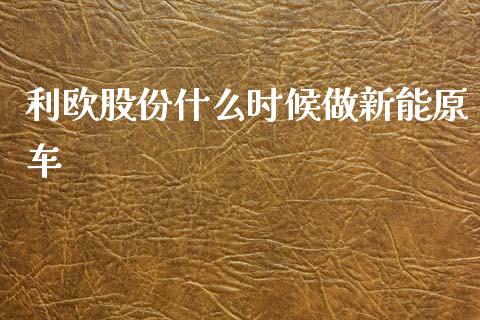 利欧股份什么时候做新能原车_https://www.lansai.wang_期货学院_第1张