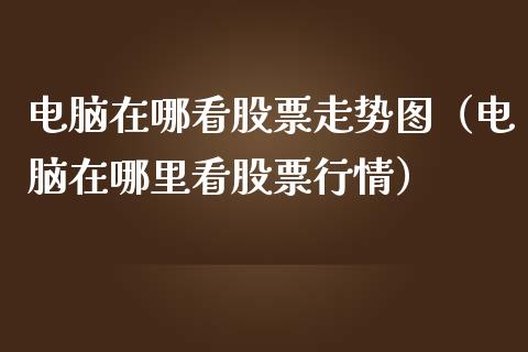 电脑在哪看股票走势图（电脑在哪里看股票行情）_https://www.lansai.wang_股票知识_第1张