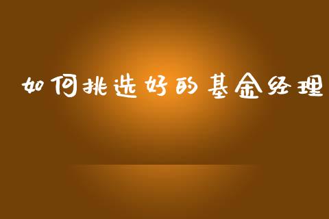 如何挑选好的基金经理_https://www.lansai.wang_基金理财_第1张