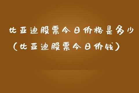 比亚迪股票今日价格是多少（比亚迪股票今日价钱）_https://www.lansai.wang_股票问答_第1张