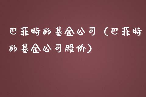 巴菲特的基金公司（巴菲特的基金公司股价）_https://www.lansai.wang_基金理财_第1张