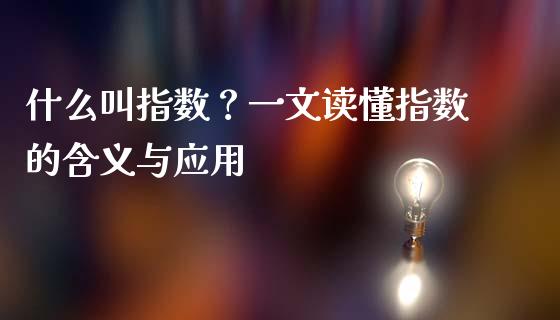 什么叫指数？一文读懂指数的含义与应用_https://www.lansai.wang_股票知识_第1张
