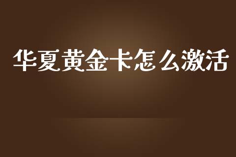 华夏黄金卡怎么激活_https://www.lansai.wang_恒生指数_第1张