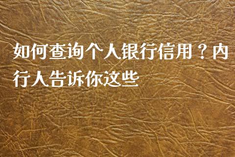 如何查询个人银行信用？内行人告诉你这些_https://www.lansai.wang_理财百科_第1张