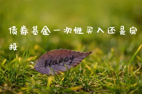 债券基金一次性买入还是定投_https://www.lansai.wang_基金理财_第1张