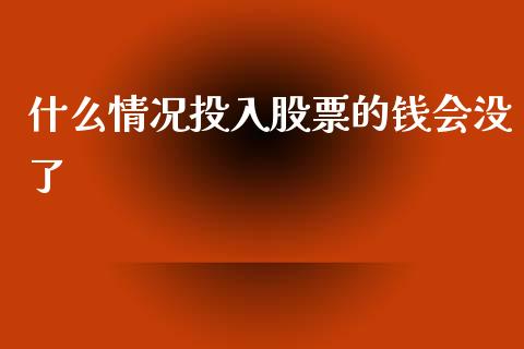 什么情况投入股票的钱会没了_https://www.lansai.wang_期货资讯_第1张