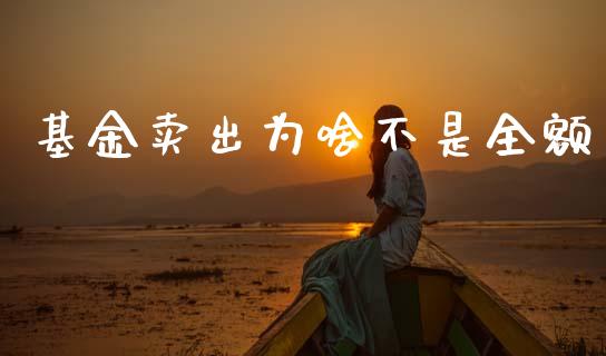基金卖出为啥不是全额_https://www.lansai.wang_基金理财_第1张