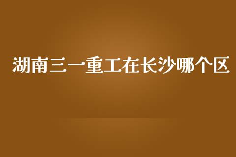 湖南三一重工在长沙哪个区_https://www.lansai.wang_股票问答_第1张