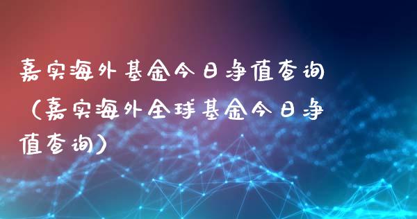 嘉实海外基金今日净值查询（嘉实海外全球基金今日净值查询）_https://www.lansai.wang_基金理财_第1张