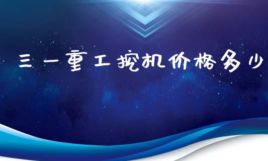 三一重工挖机价格多少_https://www.lansai.wang_股票问答_第1张