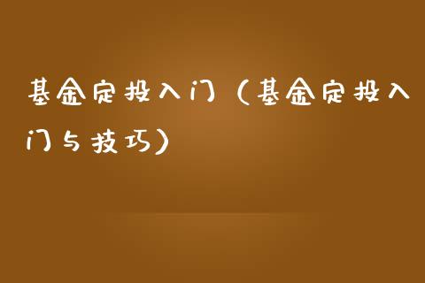 基金定投入门（基金定投入门与技巧）_https://www.lansai.wang_基金理财_第1张