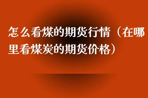 怎么看煤的期货行情（在哪里看煤炭的期货价格）_https://www.lansai.wang_期货行情_第1张