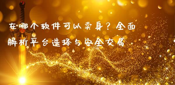 在哪个软件可以卖身？全面解析平台选择与安全交易_https://www.lansai.wang_股指期货_第1张