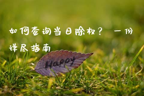 如何查询当日除权？ 一份详尽指南_https://www.lansai.wang_期货直播_第1张