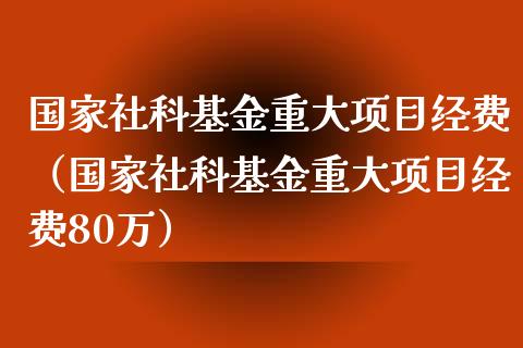 国家社科基金重大项目经费（国家社科基金重大项目经费80万）_https://www.lansai.wang_基金理财_第1张