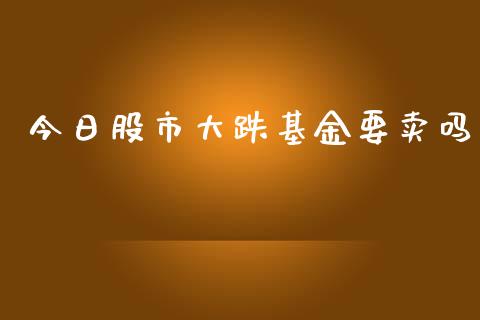 今日股市大跌基金要卖吗_https://www.lansai.wang_基金理财_第1张