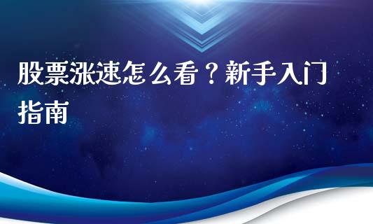股票涨速怎么看?新手入门指南_股票知识_第1张_起点财经 股票涨速怎么看?新手入门指南_https://www.lansai.wang_股票知识_第1张