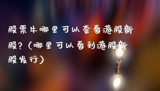 股票牛哪里可以查看港股新股?（哪里可以看到港股新股发行）_https://www.lansai.wang_股票问答_第1张