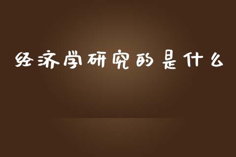 经济学研究的是什么_https://www.lansai.wang_期货行情_第1张
