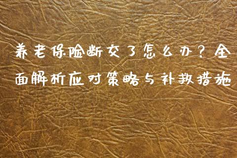 养老保险断交了怎么办？全面解析应对策略与补救措施_https://www.lansai.wang_期货学院_第1张
