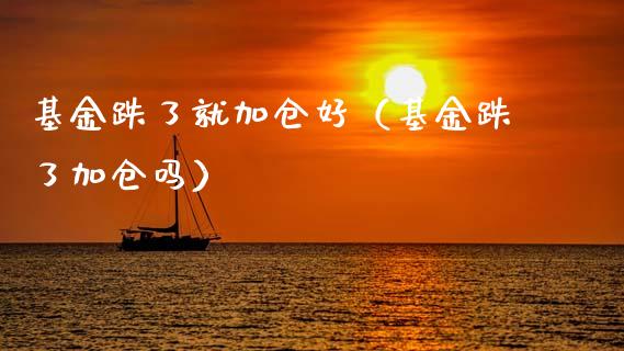 基金跌了就加仓好（基金跌了加仓吗）_https://www.lansai.wang_基金理财_第1张