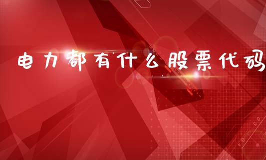 电力都有什么股票代码_https://www.lansai.wang_期货行情_第1张
