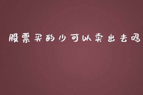 股票买的少可以卖出去吗_https://www.lansai.wang_股票问答_第1张