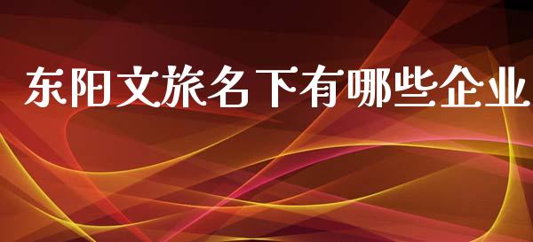 东阳文旅名下有哪些企业_https://www.lansai.wang_股票问答_第1张