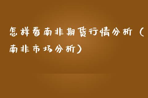 怎样看南非期货行情分析（南非市场分析）_https://www.lansai.wang_期货资讯_第1张