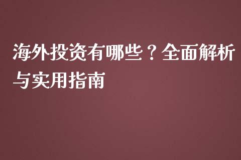 海外投资有哪些？全面解析与实用指南_https://www.lansai.wang_股指期货_第1张