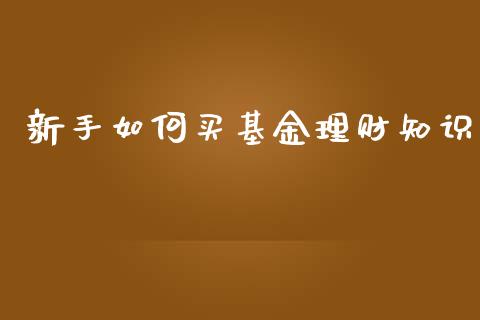 新手如何买基金理财知识_https://www.lansai.wang_理财百科_第1张