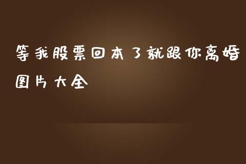 等我股票回本了就跟你离婚图片大全_https://www.lansai.wang_期货行情_第1张