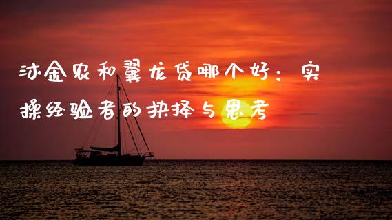 沐金农和翼龙贷哪个好：实操经验者的抉择与思考_https://www.lansai.wang_股票知识_第1张